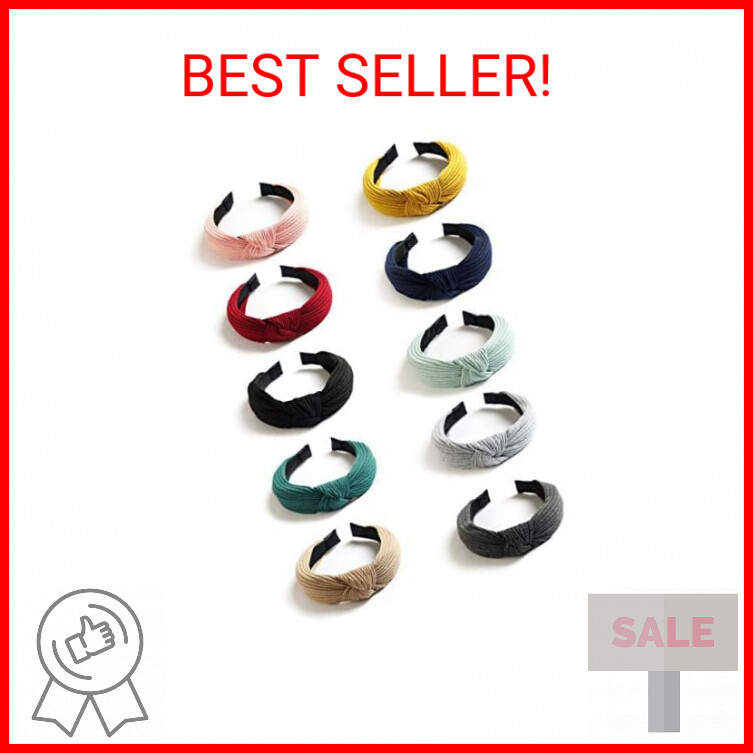 Kisslife 10-Pack Wide Elastic Turban Headbands for Hair Styling and Comfort