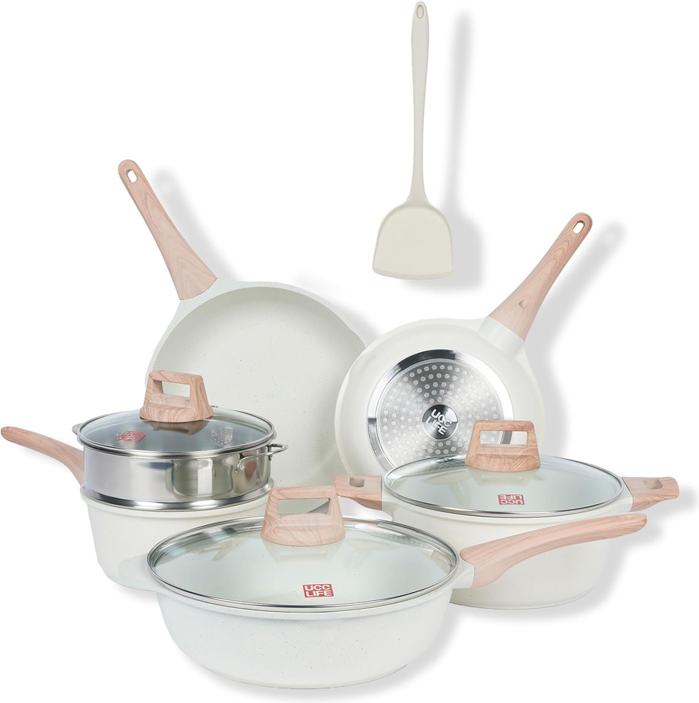 10Pcs Nonstick Granite Frying Pans Set for Induction Cookware