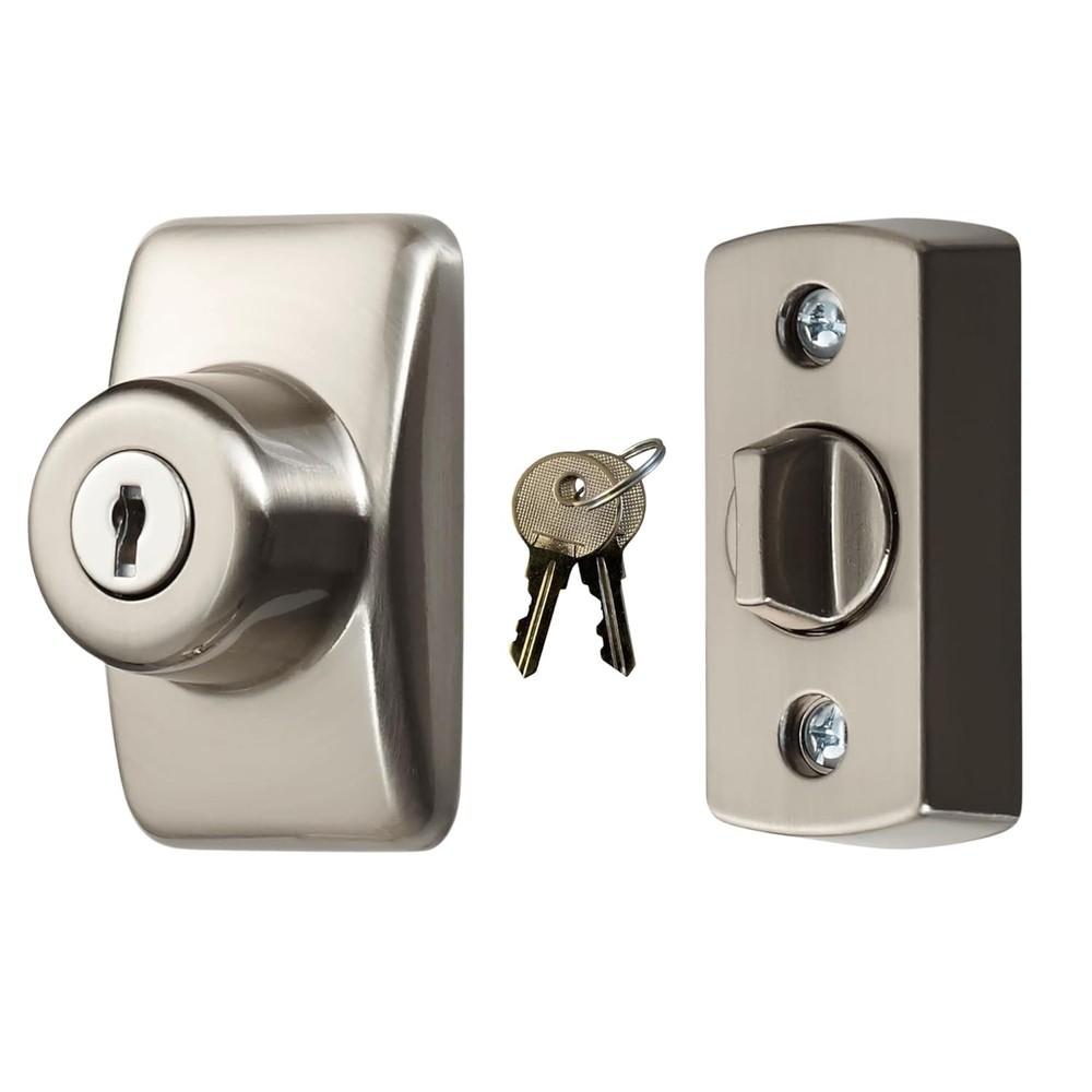 Deadbolt for and Screen Doors, Satin Silver, Key Lock