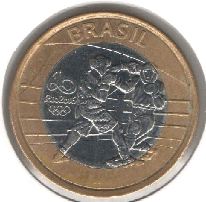 Brazil 2016 Rio Olympics KM# 724 Boxing Commemorative Coin EB788