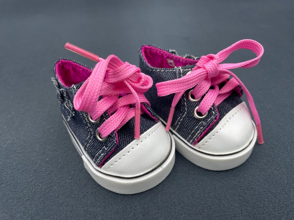 Sneakers Denim made for 18'' doll tie shoes outfit flats