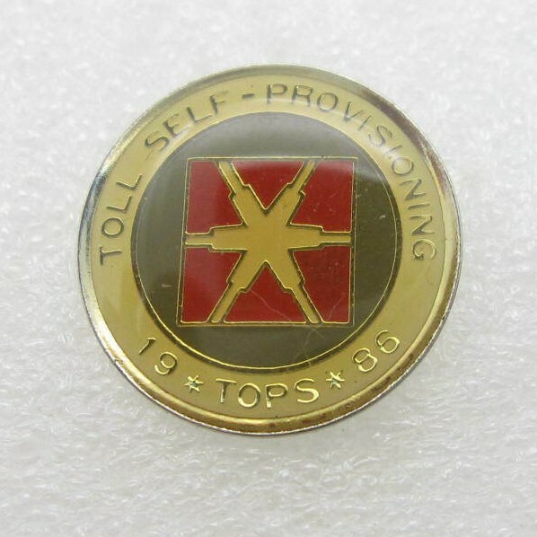 Vintage 1986 Toll Self Provisioning Tops Lapel Pin (A796)
