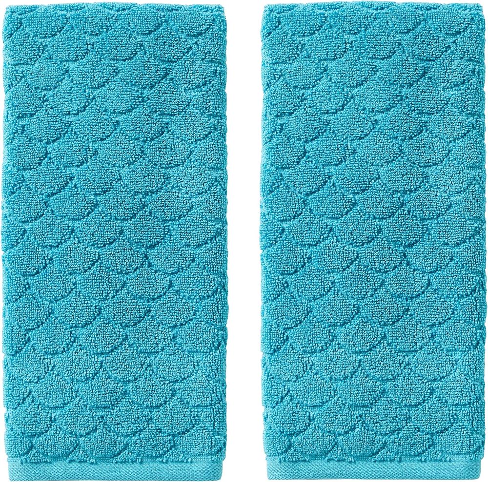 Blue Ocean Watercolor Scales Hand Towels - 2-Pack  
