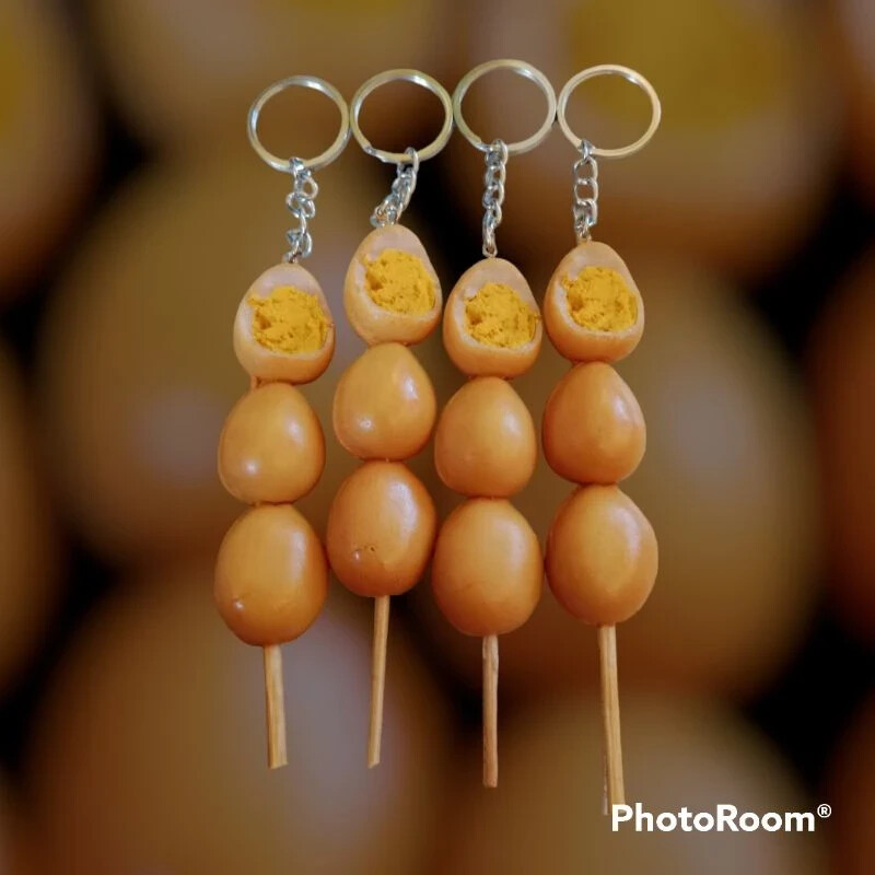 Fat Quail Egg Satay Keychain #hh