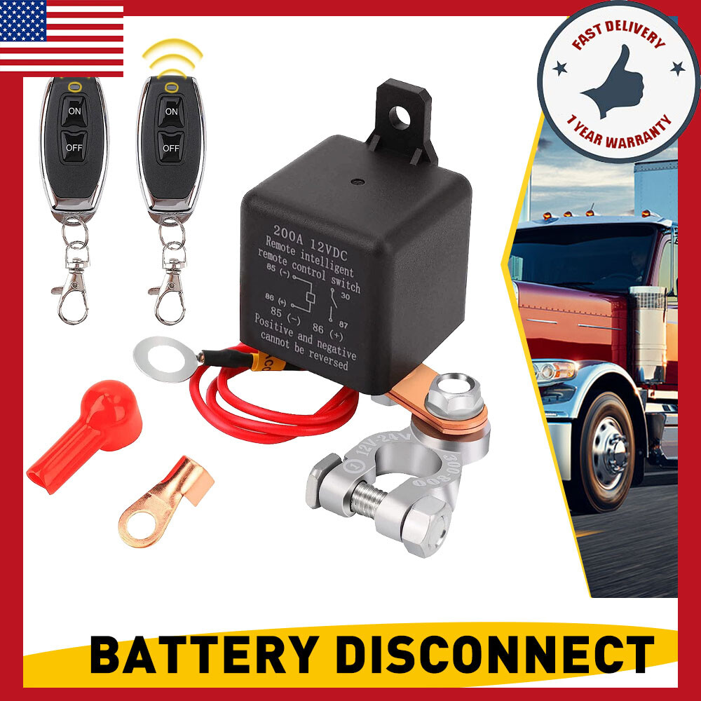 Wireless Dual Remote Battery Car Disconnect Relay Kill Master Cut-off Switch 12V