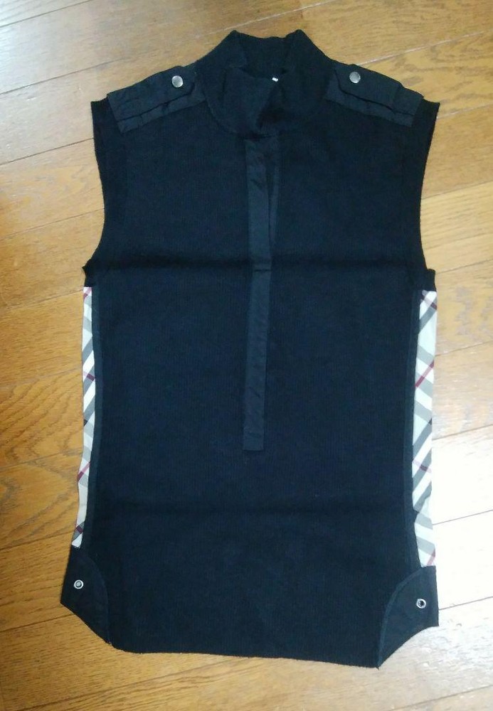 Burberry Nova Check Black Sleeveless Knit Top Size 1 Cotton Blend New