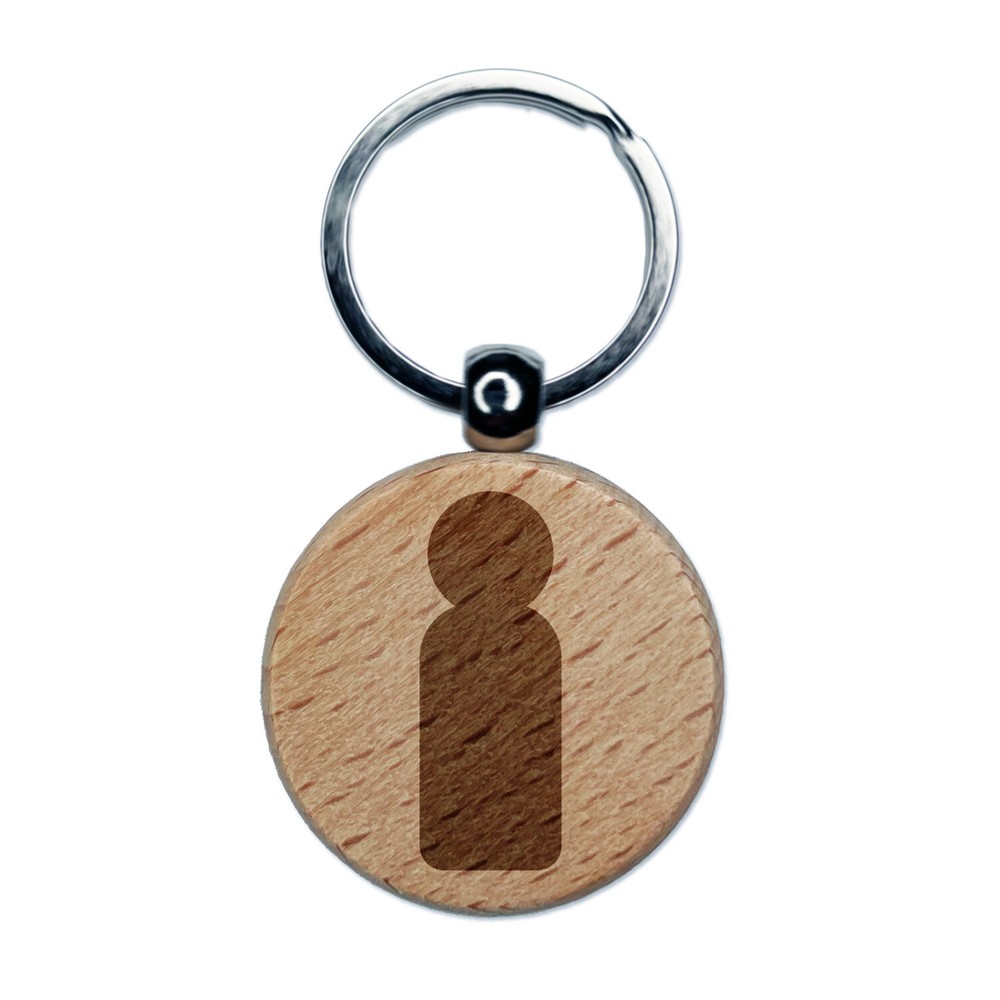 Simple Person Unisex Engraved Wood Round Keychain Tag Charm