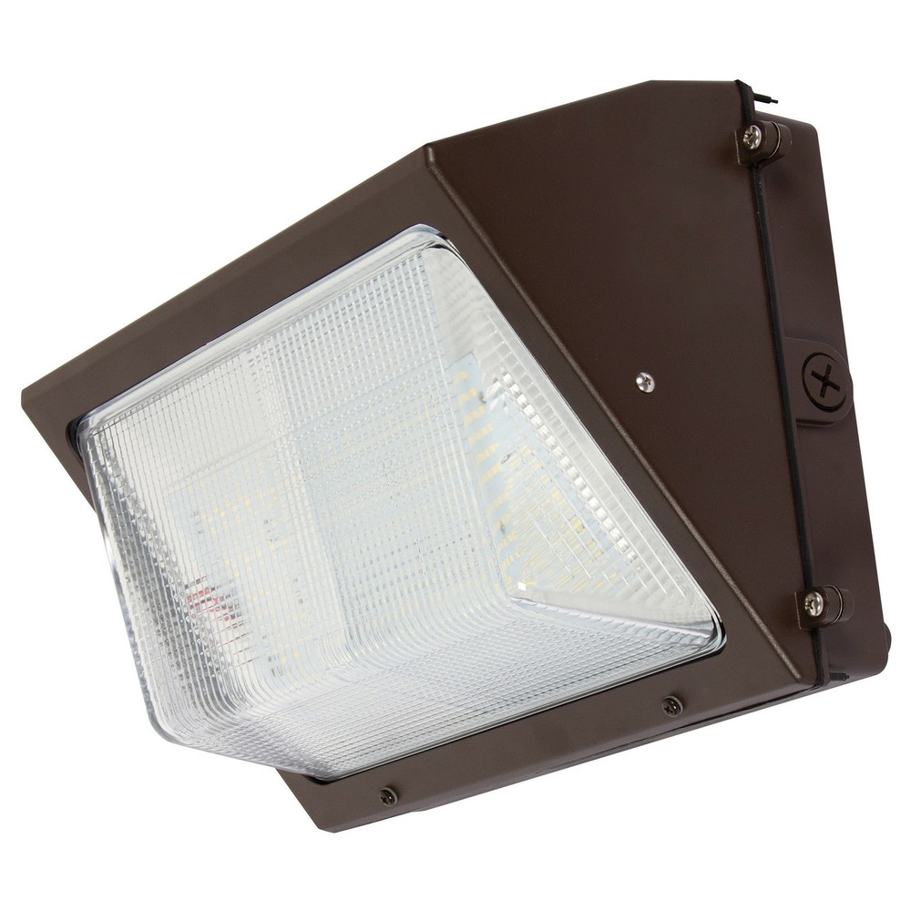 Dimmable Sunset Lighting LED Glass Wall Pack Fixture in Oil Rubbed Bronze