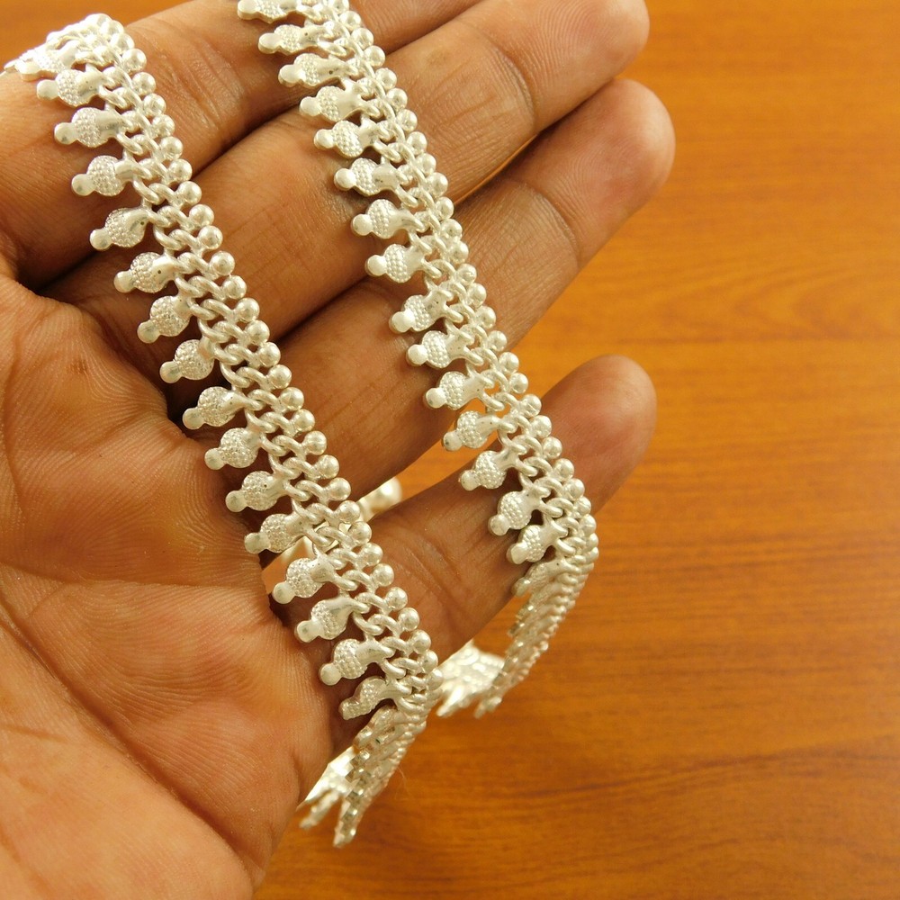 Bollywood Indian Traditional Anklets Payal 925 Silver Plated Fashion Jewellery-image