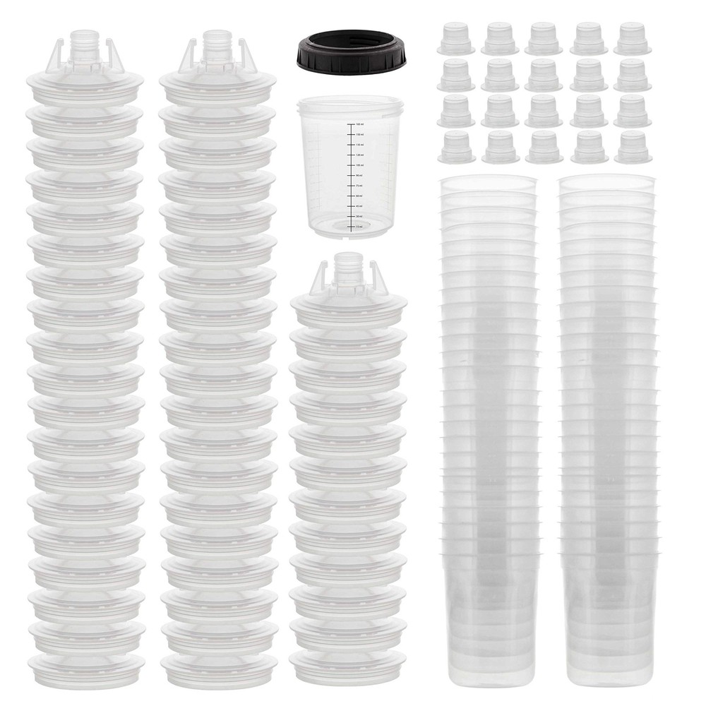 50-Pack 6oz MPS Disposable Paint Spray Gun Cup Liners with Lids