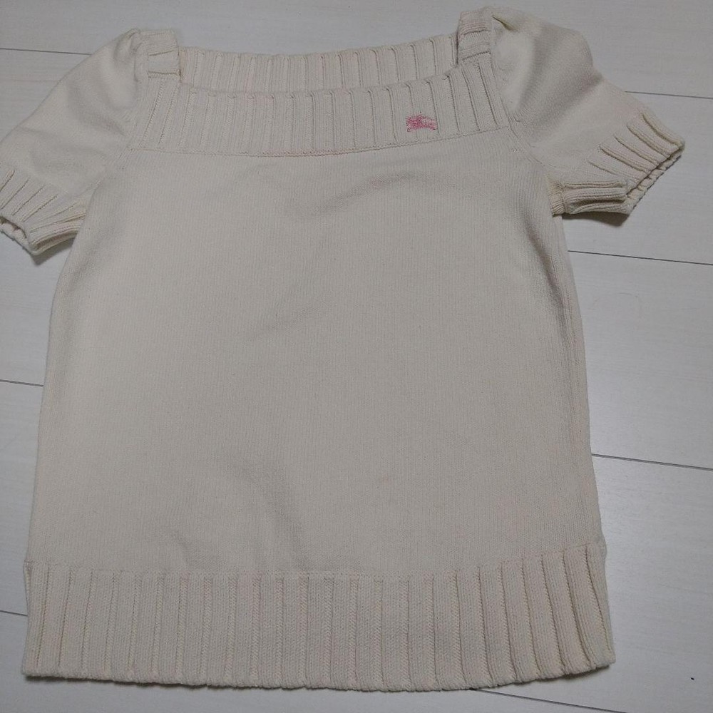 Burberry Blue Label Knit Short Sleeve Top Ivory Size S M Used