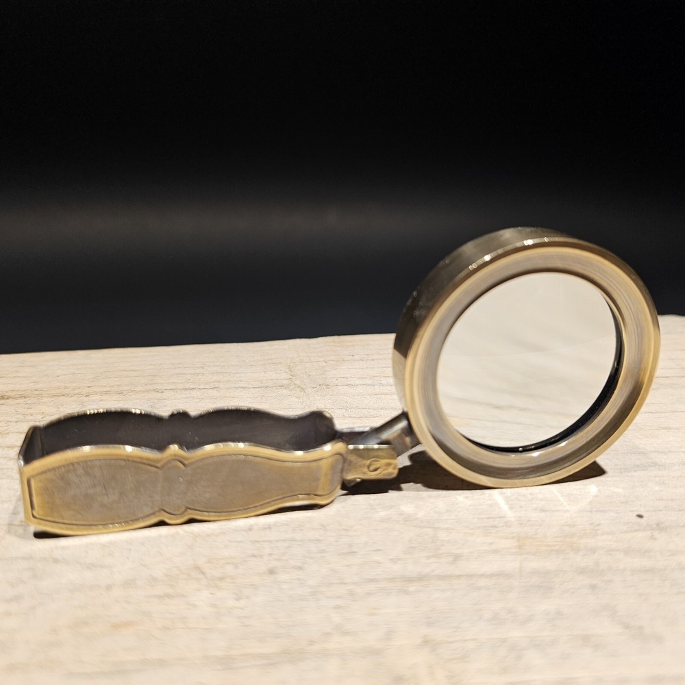 Antique Vintage Style, Brass Pocket Folding Optical Glass Magnifying Lens Loupe