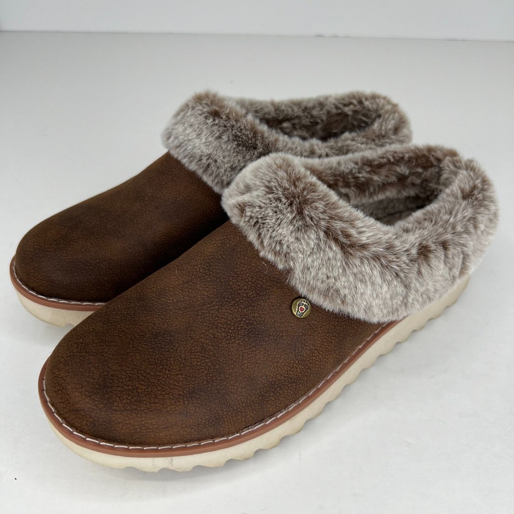 Skechers Womens 113423 Mountain Kiss Winter Rock Brown Size 7 Slip On Clog Shoes