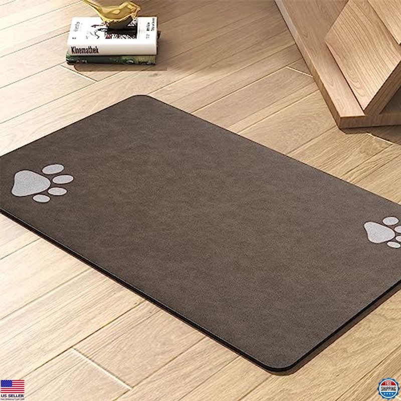 Quick-Dry Absorbent Pet Feeding Mat for Food & Water Bowls - Stain-Free