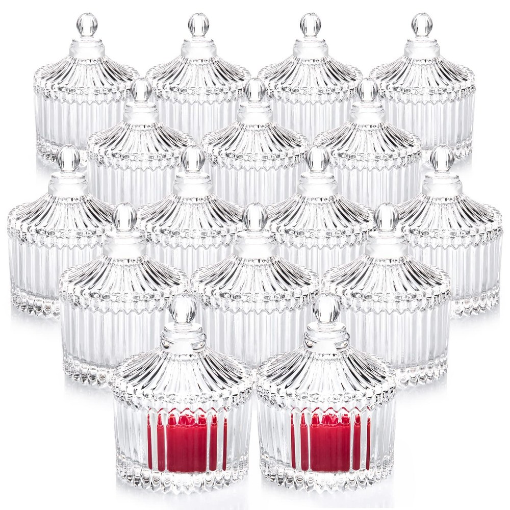 16-Piece Glass Votive Candle Holders with Lids for Tealights