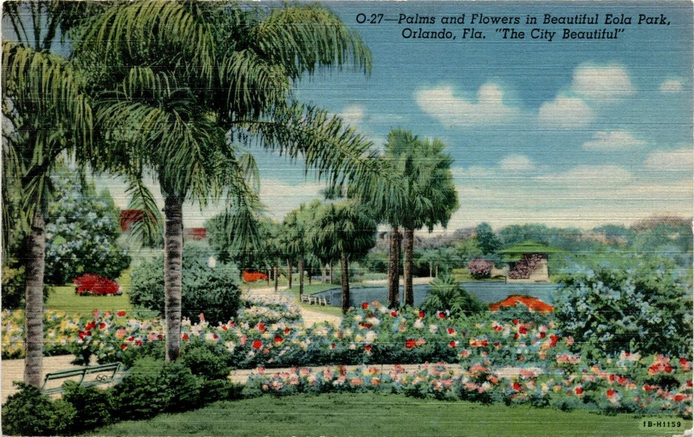 Eola Park, Orlando, Fla, Orange News Co., Lucille, Curteich-Chicago Postcard