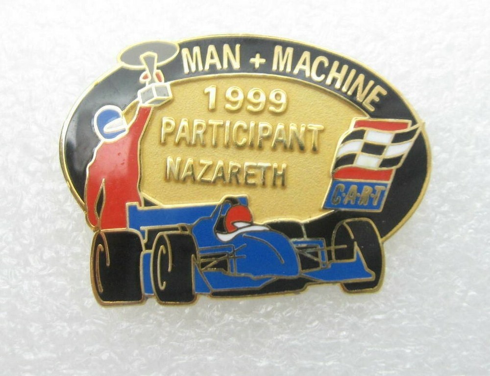 Vtg 1999 Man + Machine Participant Nazareth Cart Lapel Pin (B726)
