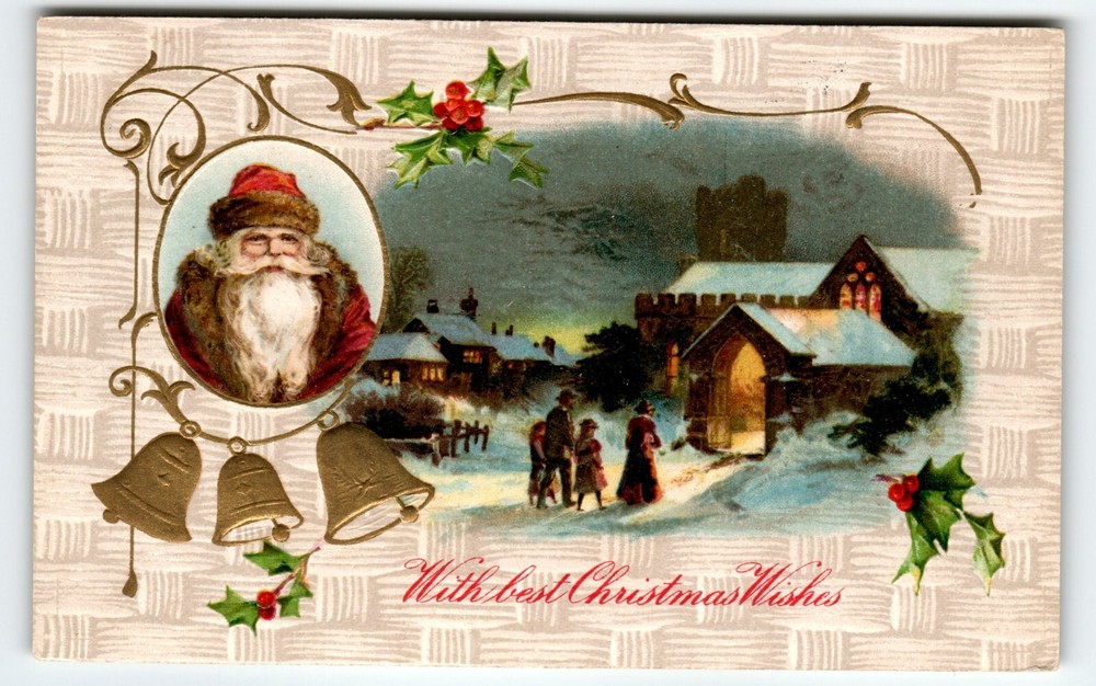 Santa Claus Christmas Postcard Old World Long Beard John Winsch Back 1908 German