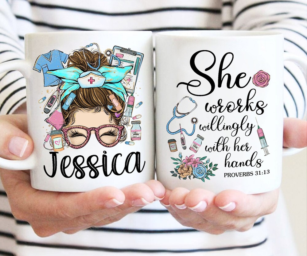 Personalized She Works Willingly Nurse Mom Mug Nurse Mommy Mugbible Nurse Cup