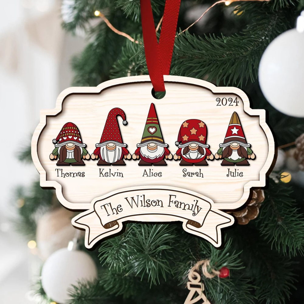 Custom Personalized Gnome Family Christmas Ornament 2024 Keepsake Gift-image