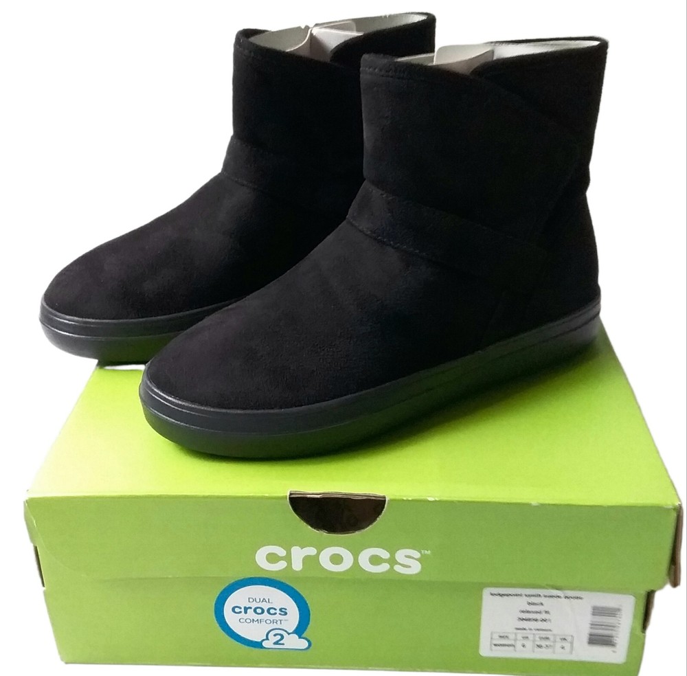 CROCS Shoes Women's 6 Lodgepoint Synthetic Suede Bootie Black New In Box