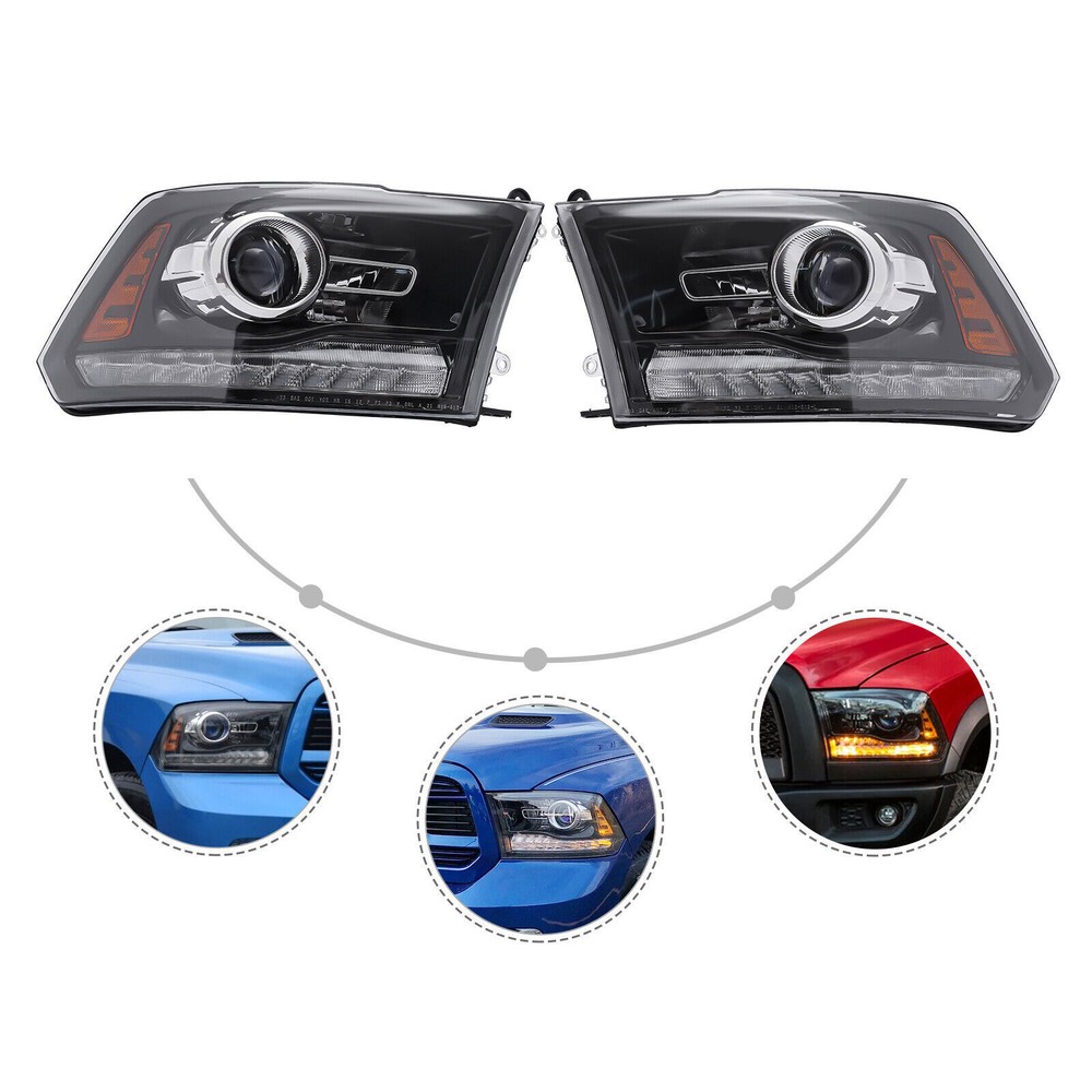 Factory Projector Headlights W/ LED DRL For Dodge Ram 1500/2500/3500 2013-2018