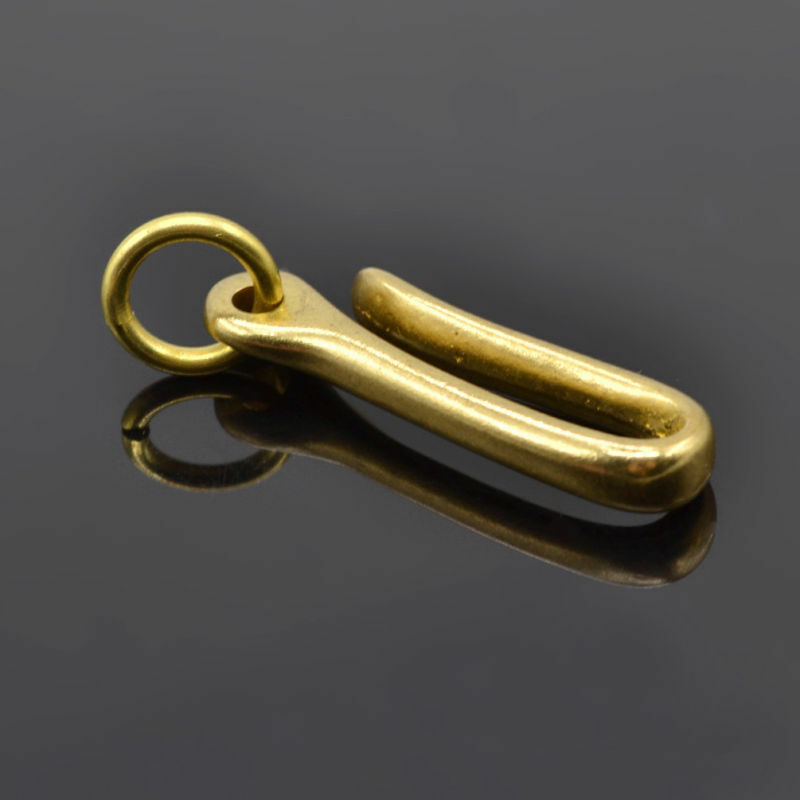 Retro Solid Brass Keychain with U Hook for Belt or Wallet in 2 Sizes