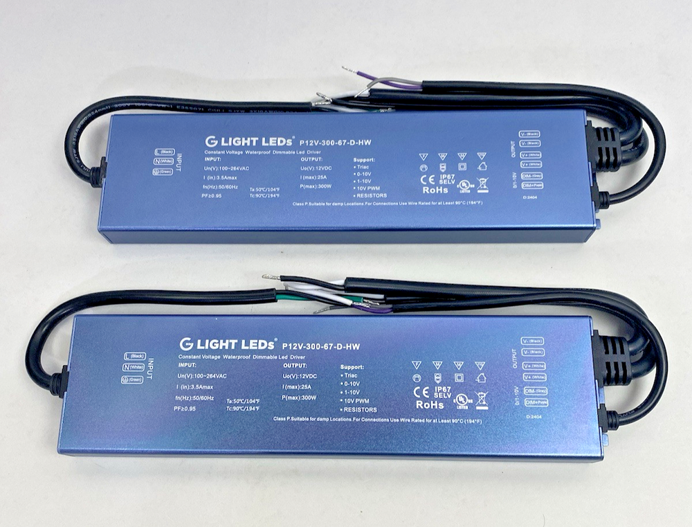 Lot Of 2, G Light LEDs P12V-300-67-D-HW Constant Voltage WP Dimmable LED Driver