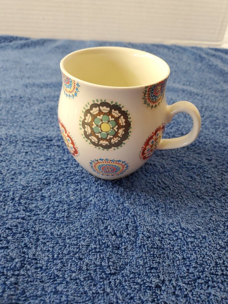 Coffee Mug or Tea Cup Mod Flowers Multi-Colors Hippie Motif 4