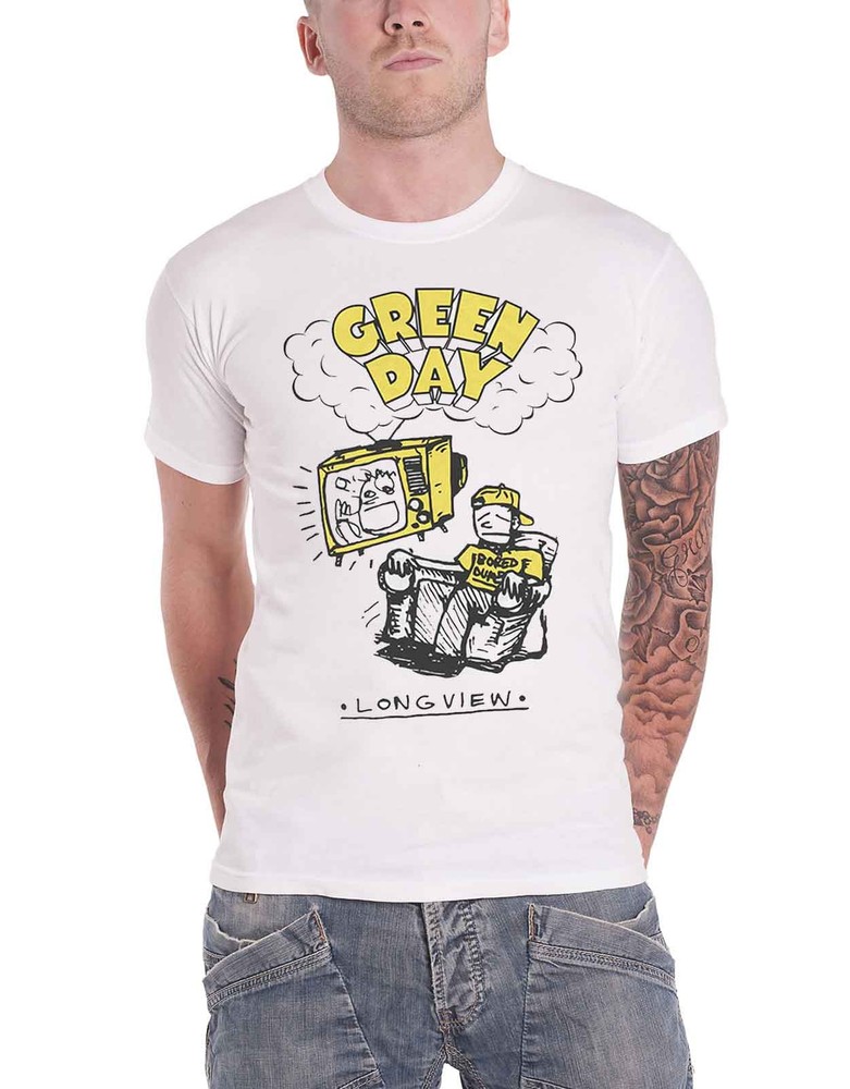 Green Day Longview Doodle Band Logo Official Men's White T-Shirt
