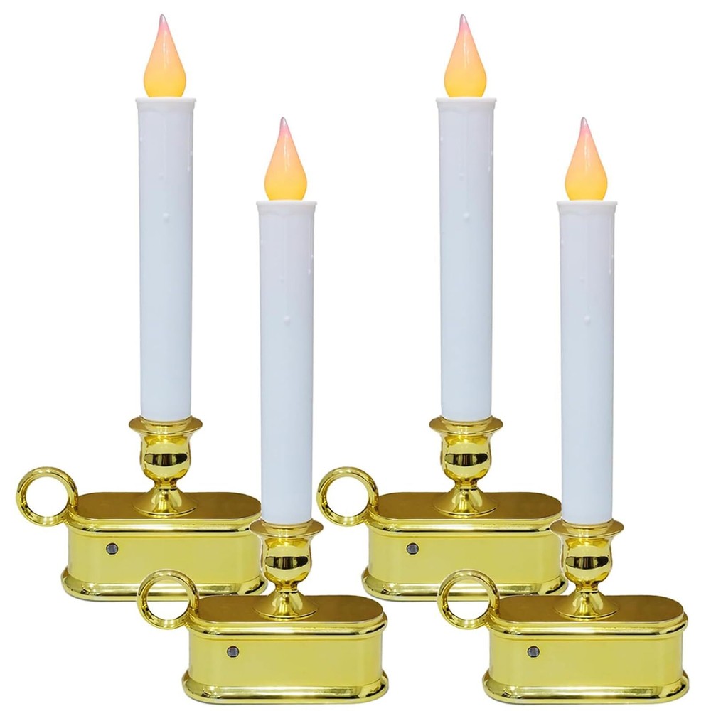 4 Pack Window Candles with LED Flameless Flicker Lights Battery Operated, 9 I...