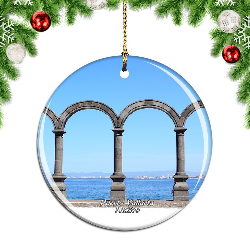 Mexico Malecon Boardwalk Puerto Vallarta Christmas ornament travel souvenir cityscape