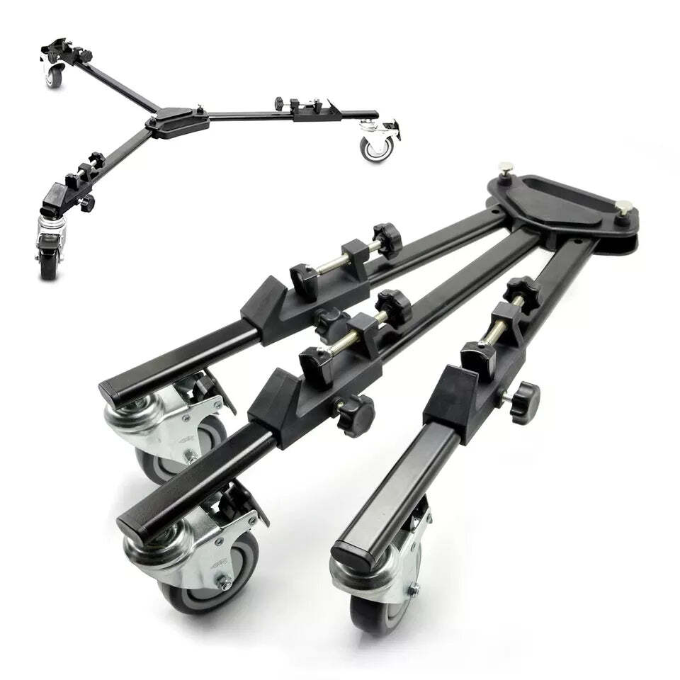 LS 3-Wheels Camera & Camcorder Tripod Dolly, Safety Lock Photography Studio