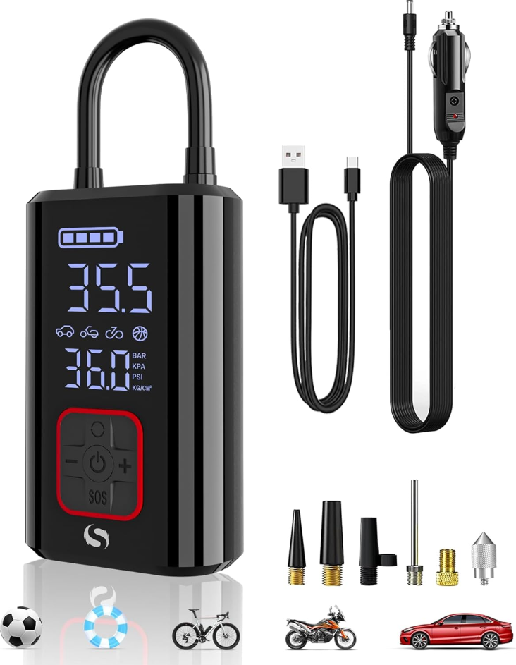 Tire Inflator Portable Air Compressor, Portable Air Pump for Car Tires 150PSI