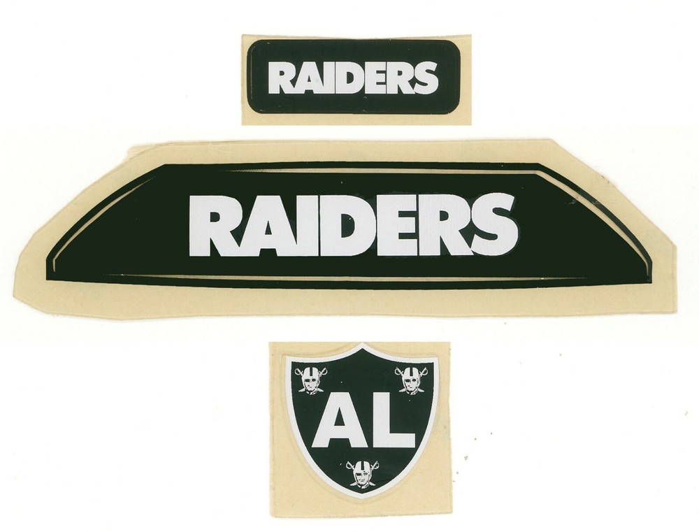 Chrome Oakland / LA / Vegas Raiders Team Name Bumper Decals for Riddell VSR-4