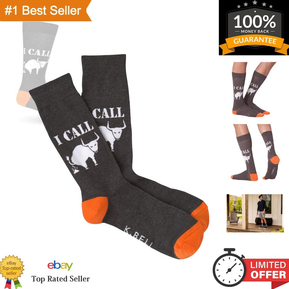 Stylish Men's Bull Socks - Knit Crew Design in Black Heather for Everyday Wear