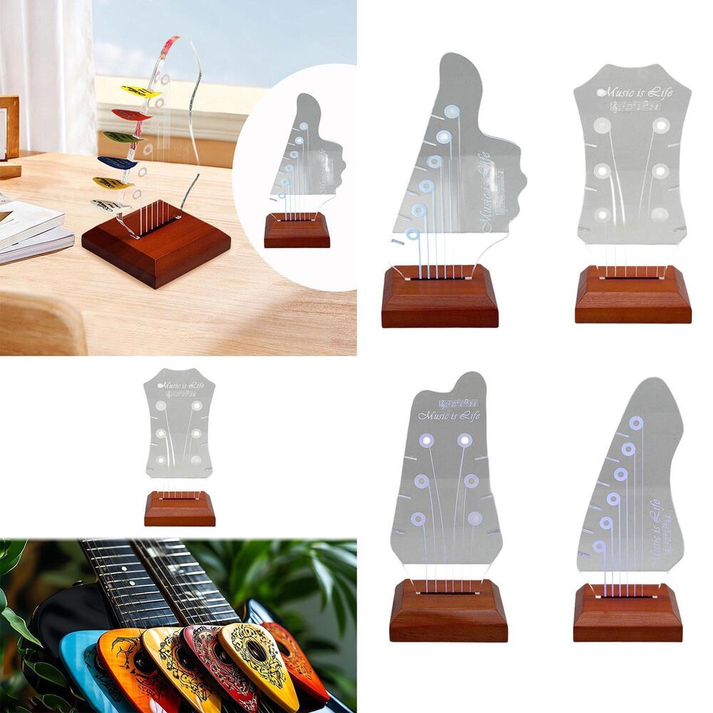 Electric Guitar Pick Holder Decorative Guitar Players Music Gift Wood Base