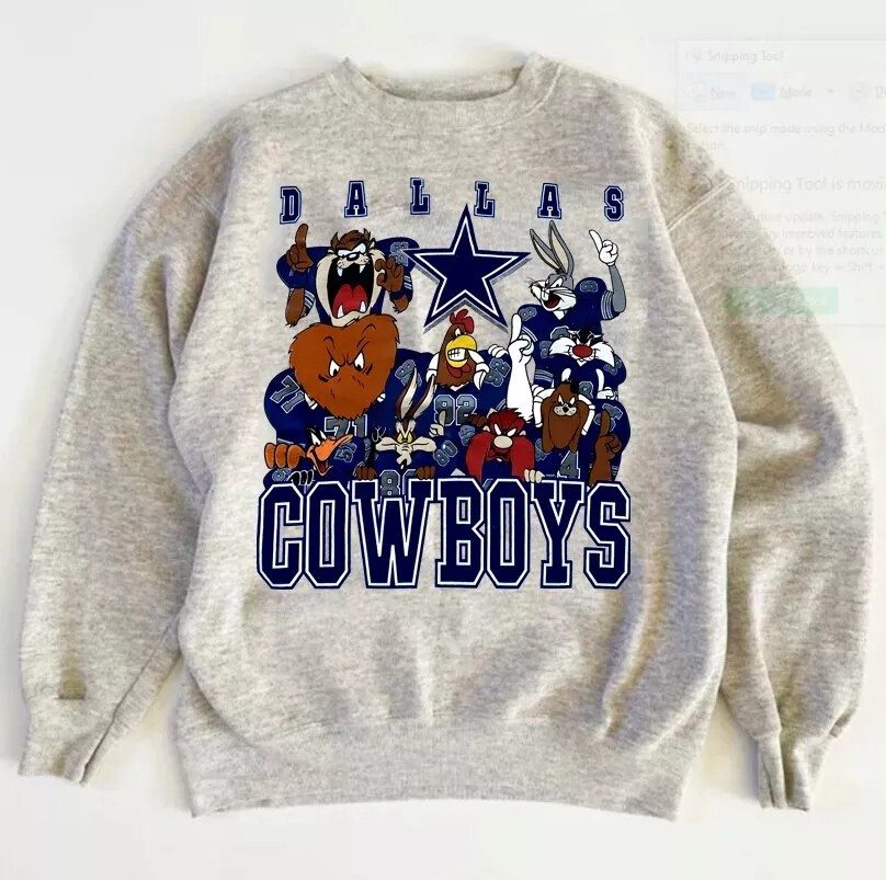 Dallas Cowboys NFL Looney Tunes graphic ash color Sweatshirt men women