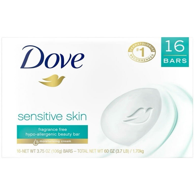 Dove Sensitive Skin Beauty Bar Soap 3.75 oz 16 Bars