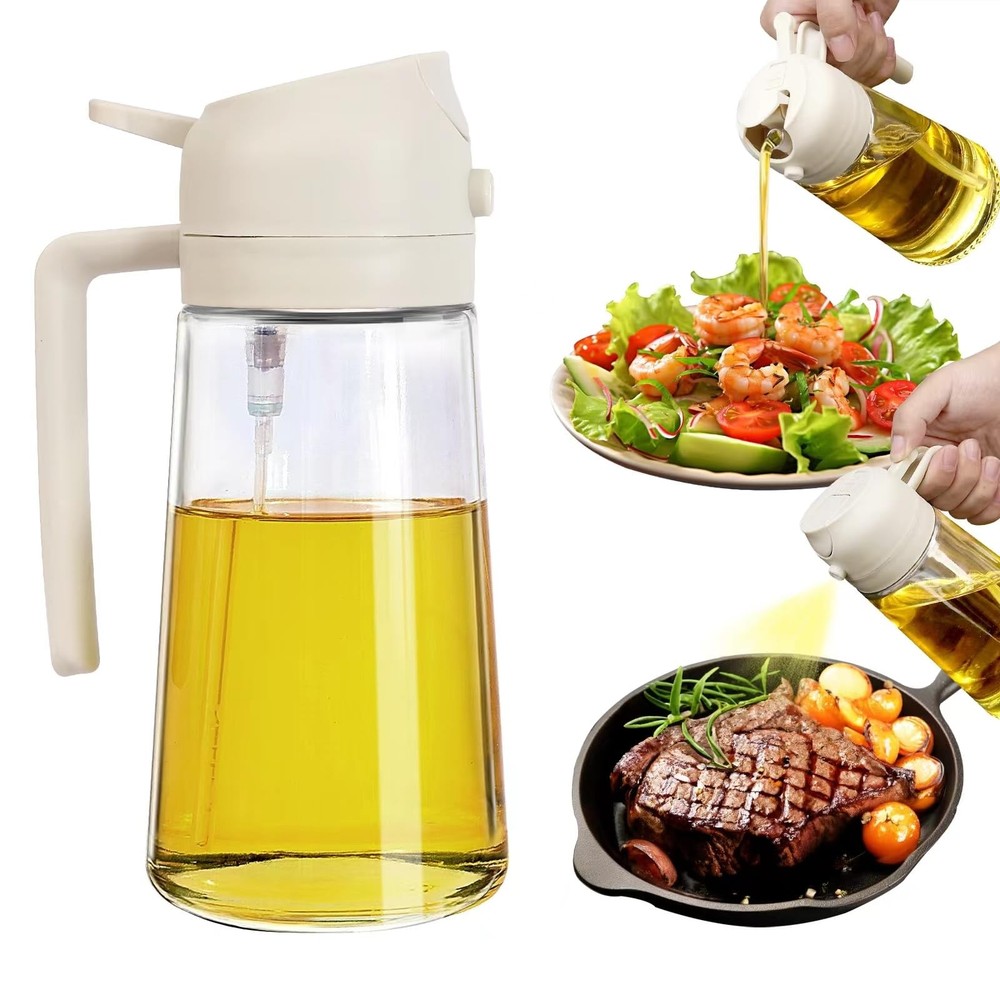 2-in-1 470ml Oil Dispenser & Sprayer Bottle for Pouring and Spraying