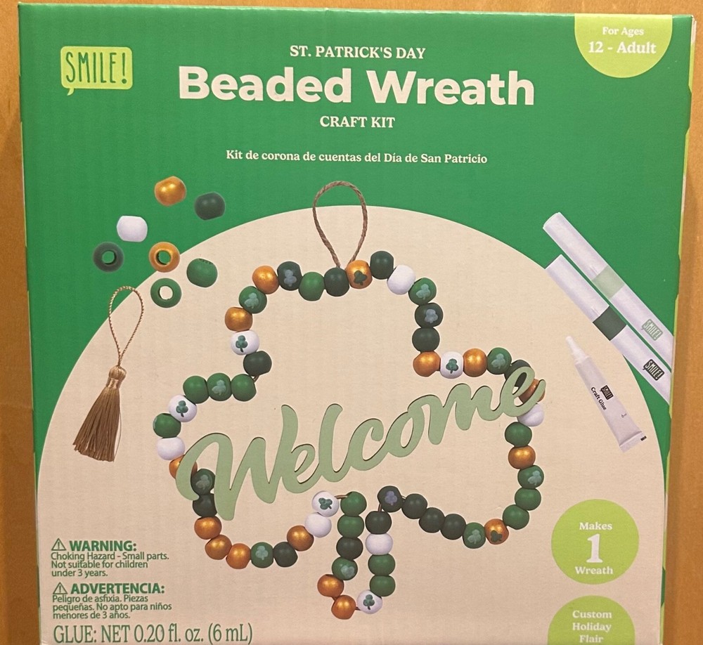 St Patricks Day Beaded Wreath DIY Craft Kit Cheers Party Decor