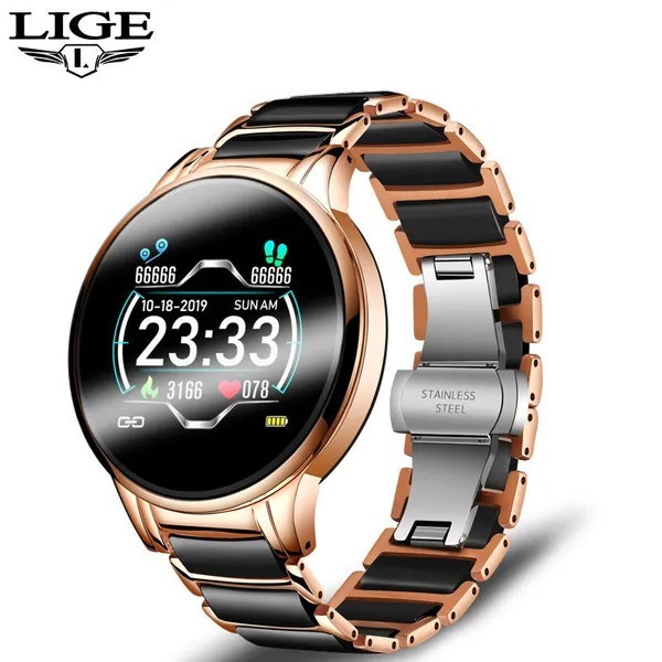 Gold LIGE cross-border smart watch ceramic multi-function sports monitoring-image