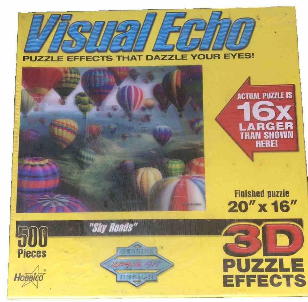 Visual Echo 3D Puzzle 500 pcs Jigsaw Hot Air Balloon Sky Roads Royce Art Hobbico-image