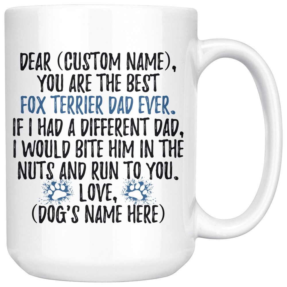 Personalized Fox Terrier Dog Dad Mug, Fox Terrier Owner Men Gifts, Terrier Daddy