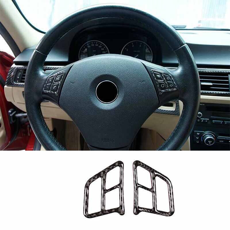 BMW 3-Series 05-12 Steering Wheel Cover Trim with Real Carbon Fiber Button Frame