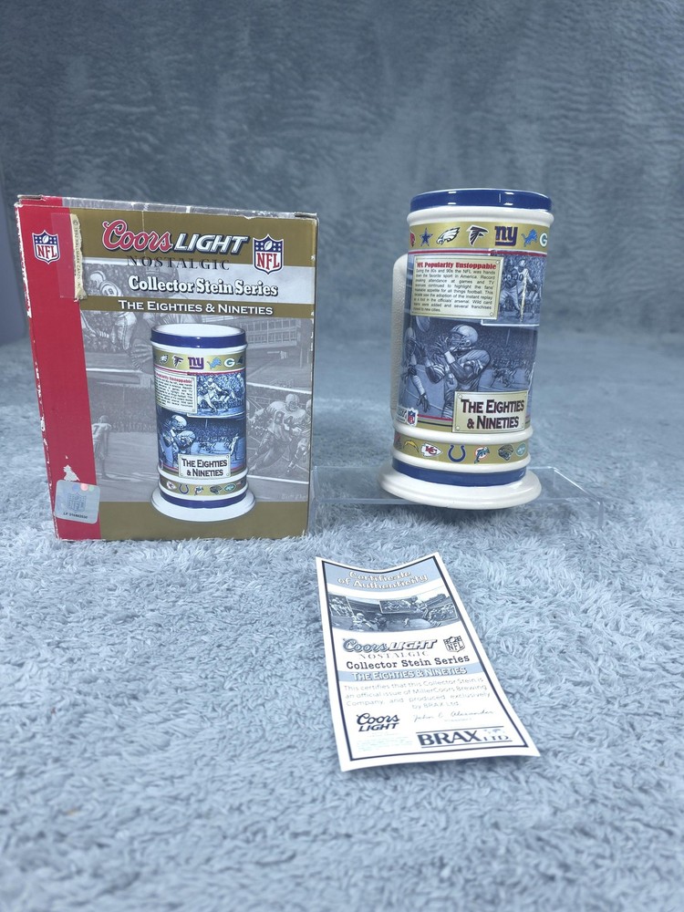 Vintage NFL Collector Stein Coors Light Mug 80s 90s Football Memorabilia