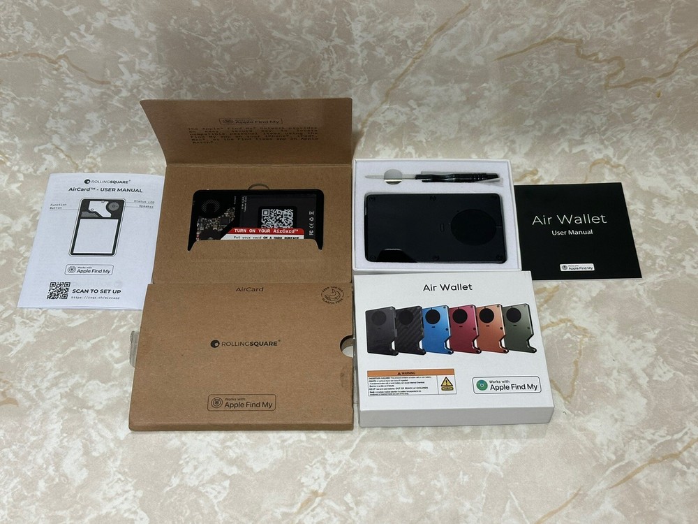Air Wallet AirTag + Rolling Square Black Aircard Bluetooth Card GPS Tracker NEW