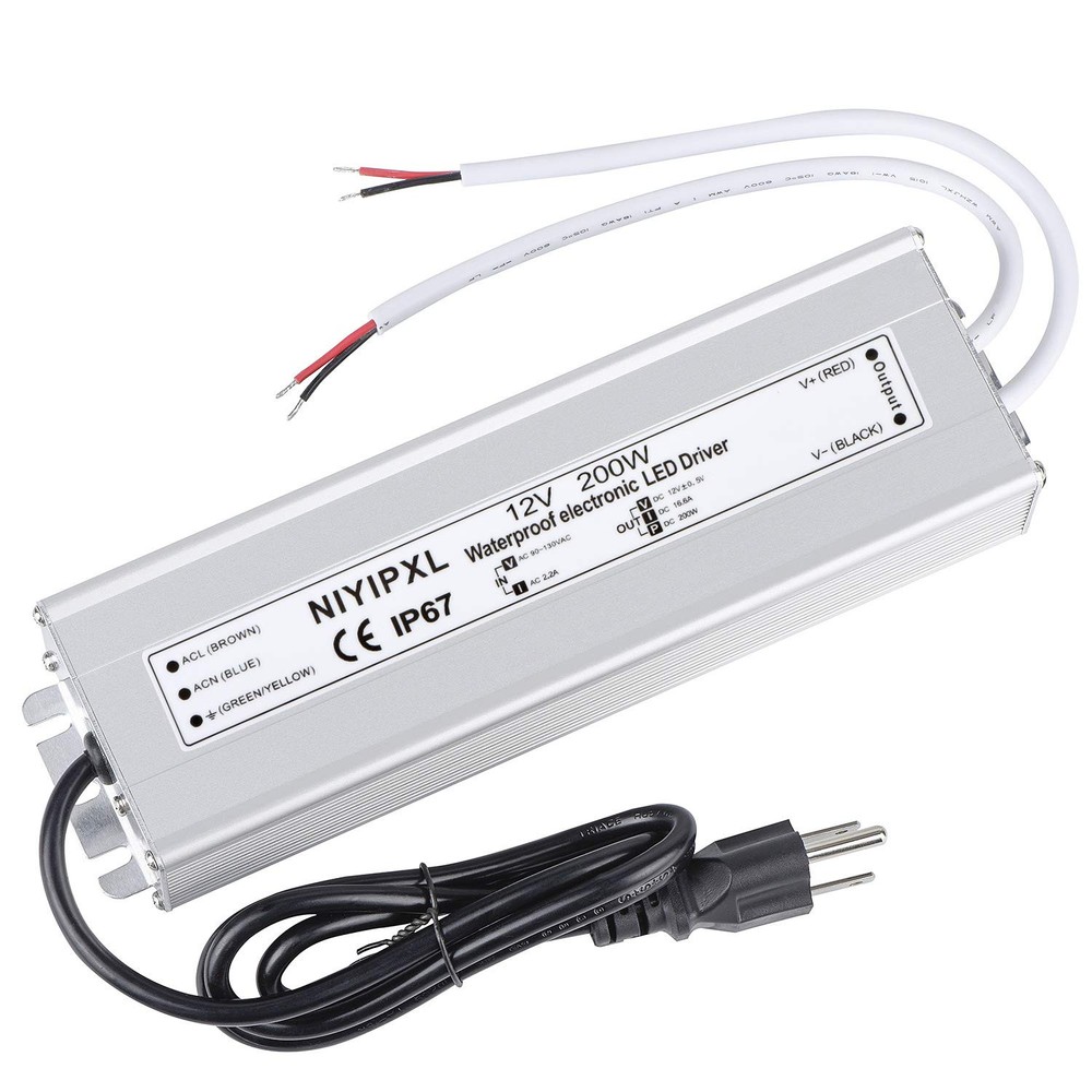 LED Driver 200 Watts Waterproof IP67 Power Supply Transformer Adapter 90V-130...