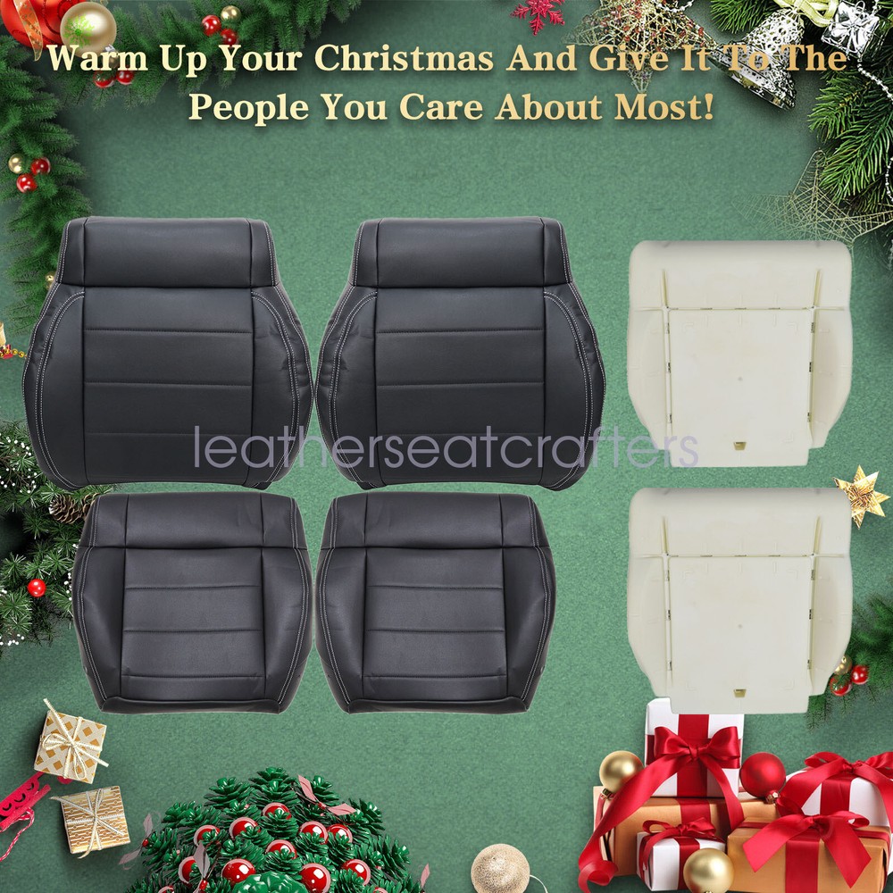 Fits 2008-2010 Jeep Wrangler Driver & Passenger Seat Cover Black & Foam Cushion