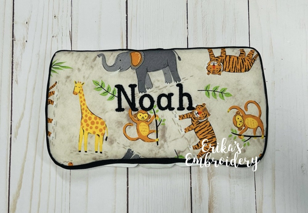 Personalized Travel Wipe Case Baby Shower Gifts Nursery Safari Zoo Animals
